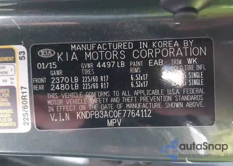 2015 Kia Sportage Lx from USA, damaged, VIN KNDPB3AC0F7764112